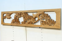 勇ましい鷹と松の縁起の良い絵柄が風格を感じさせる彫刻欄間素材　EZ2883　在庫1枚