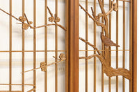 梅の木に鶯が羽を休める風景を描いた書院セット　EZ2889　在庫2枚一組