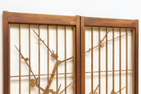 梅の木に鶯が羽を休める風景を描いた書院セット　EZ2889　在庫2枚一組