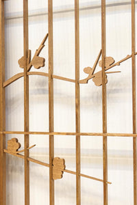 梅の木に鶯が羽を休める風景を描いた書院セット　EZ2889　在庫2枚一組