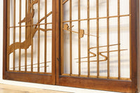 梅の木に鶯が羽を休める風景を描いた書院セット　EZ2889　在庫2枚一組