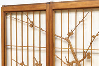 梅の木に鶯が羽を休める風景を描いた書院セット　EZ2889　在庫2枚一組