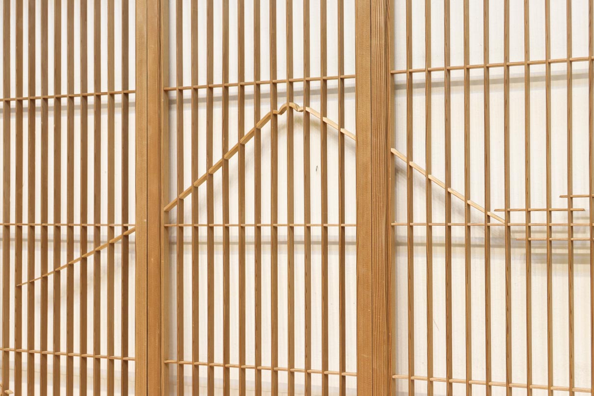 富士山を遠くに臨む静観な風景を描いた書院セット　EZ2891　在庫4枚一組