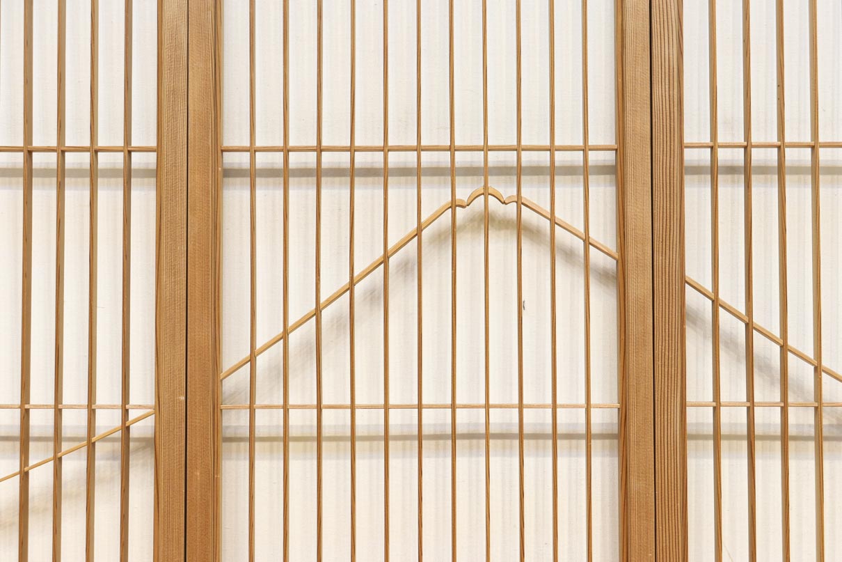 富士山を遠くに臨む静観な風景を描いた書院セット　EZ2891　在庫4枚一組