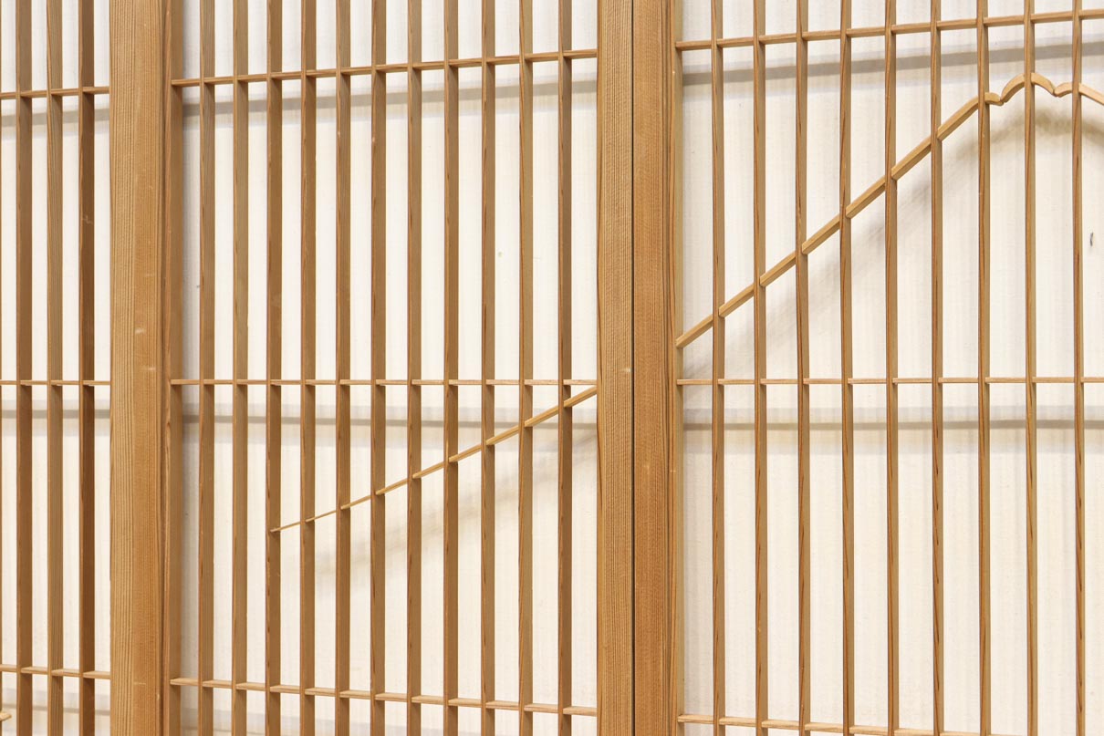 富士山を遠くに臨む静観な風景を描いた書院セット　EZ2891　在庫4枚一組