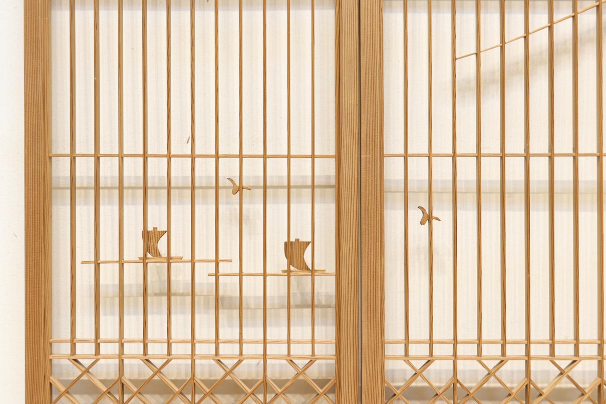 富士山を遠くに臨む静観な風景を描いた書院セット　EZ2891　在庫4枚一組