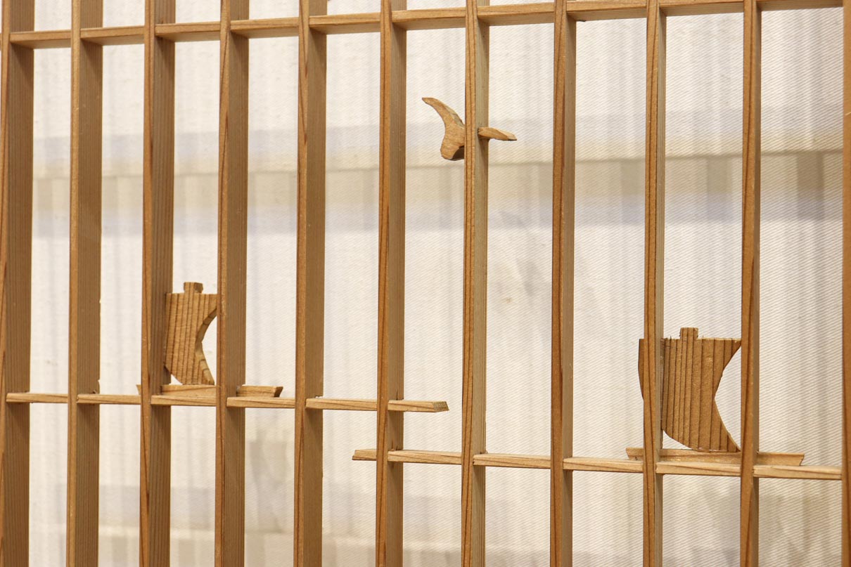 富士山を遠くに臨む静観な風景を描いた書院セット　EZ2891　在庫4枚一組