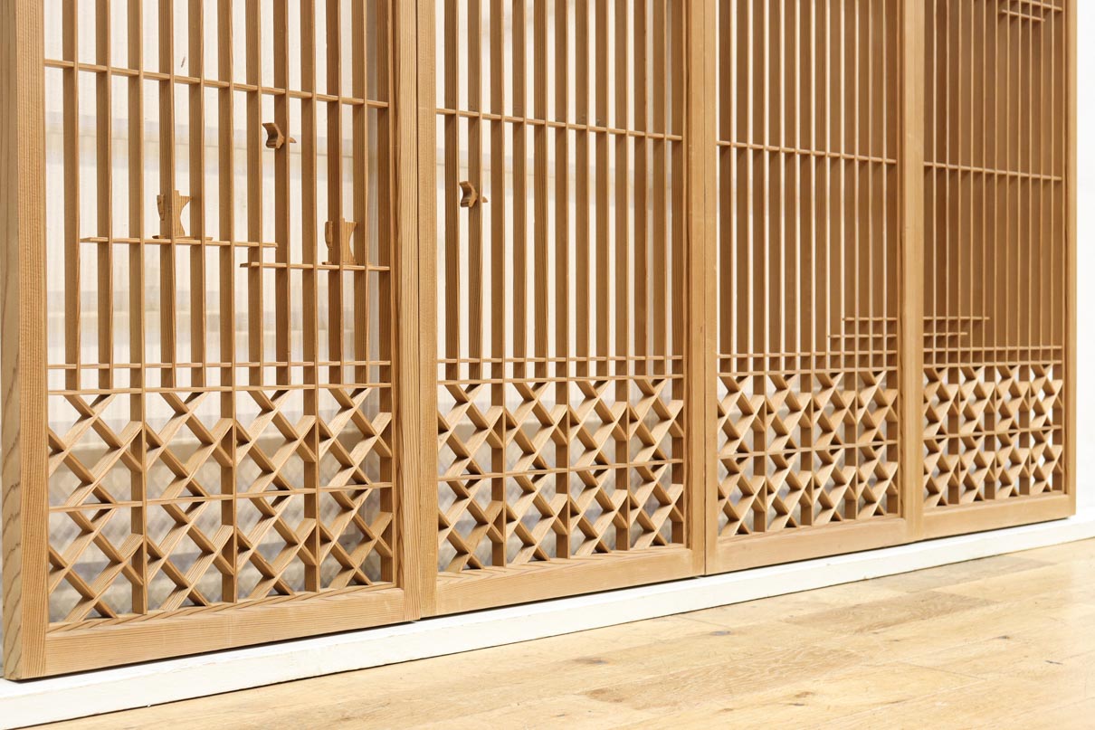 富士山を遠くに臨む静観な風景を描いた書院セット　EZ2891　在庫4枚一組