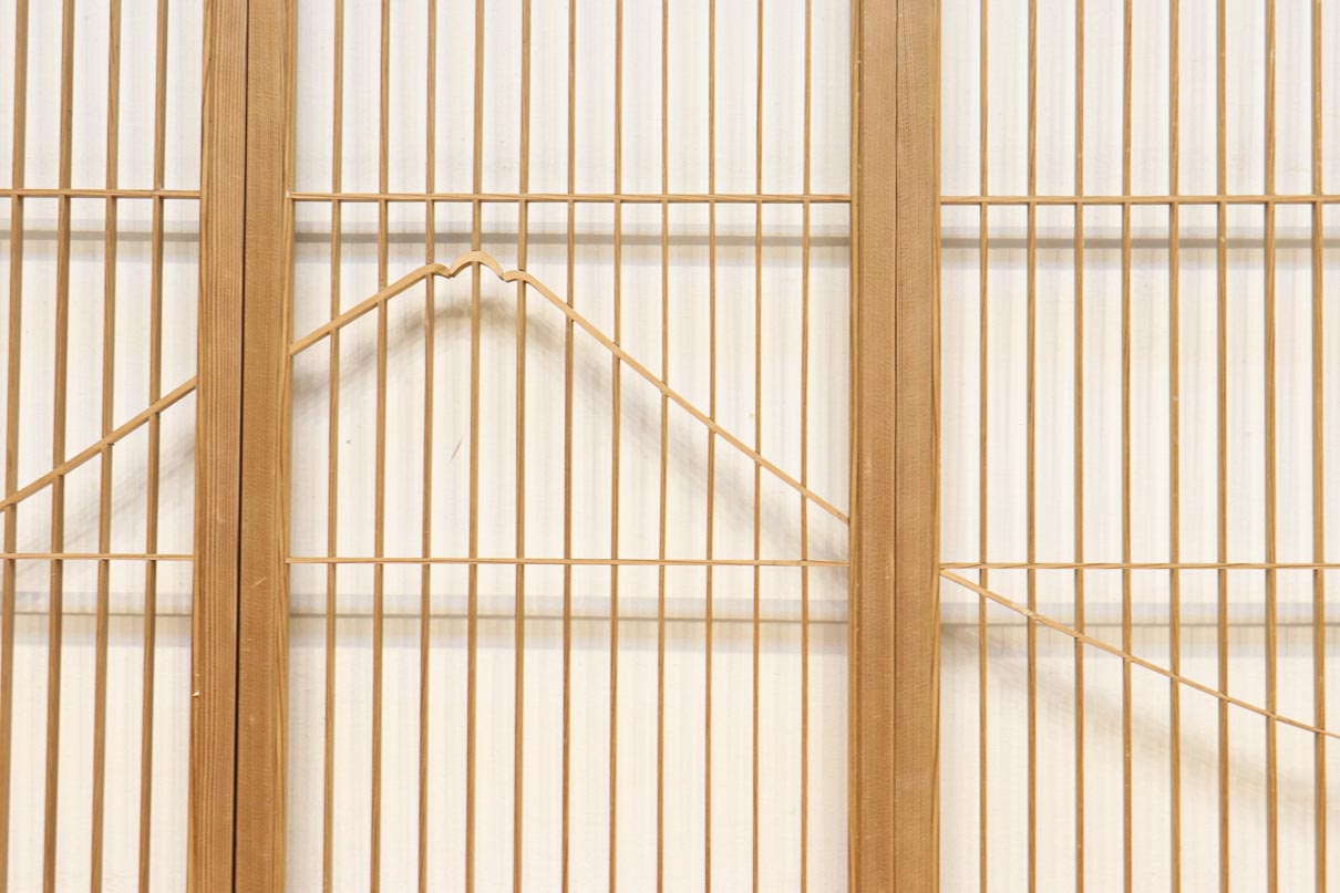 富士山を遠くに臨む静観な風景を描いた書院セット　EZ2891　在庫4枚一組