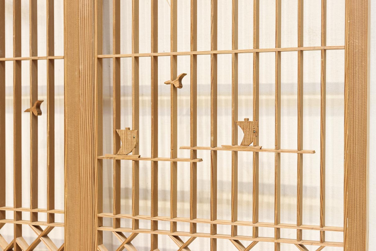 富士山を遠くに臨む静観な風景を描いた書院セット　EZ2891　在庫4枚一組