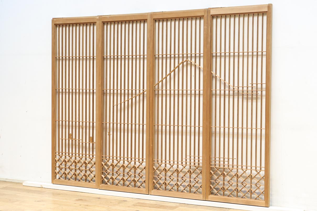 富士山を遠くに臨む静観な風景を描いた書院セット　EZ2891　在庫4枚一組