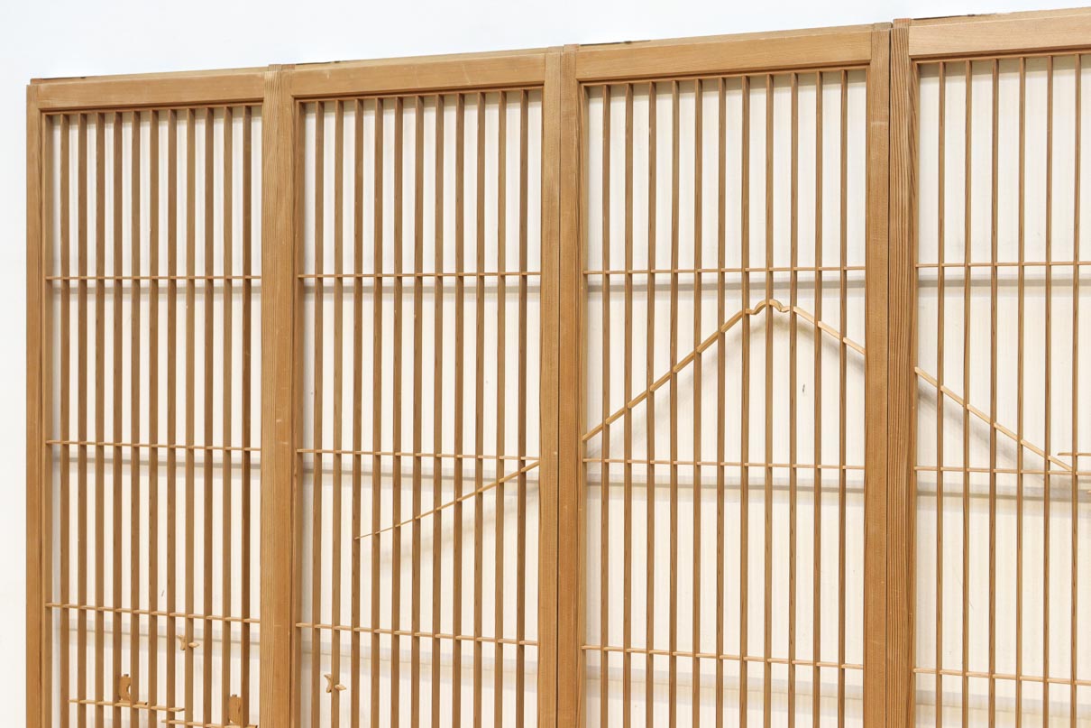 富士山を遠くに臨む静観な風景を描いた書院セット　EZ2891　在庫4枚一組