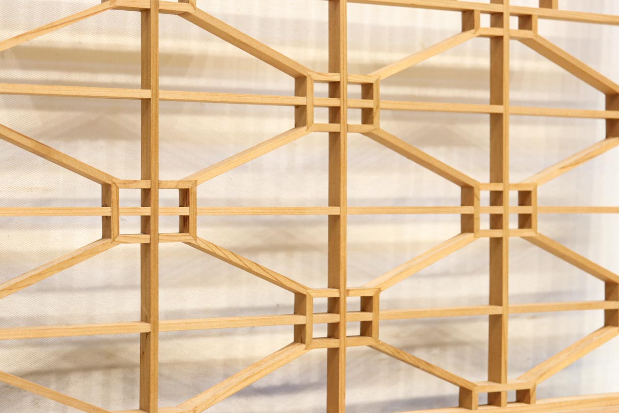 温かみある木地色の香図と蜀江の組子が美しい書院　EZ2893　在庫4枚