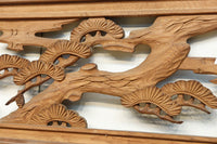 鶴と松を繊細に彫り描いて雅な面持ちある彫刻欄間　EZ2934ab　在庫(a:1 b:1)枚