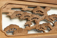 鶴と松を繊細に彫り描いて雅な面持ちある彫刻欄間　EZ2934ab　在庫(a:1 b:1)枚