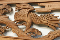 鶴と松を繊細に彫り描いて雅な面持ちある彫刻欄間　EZ2934ab　在庫(a:1 b:1)枚