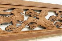 鶴と松を繊細に彫り描いて雅な面持ちある彫刻欄間　EZ2934ab　在庫(a:1 b:1)枚