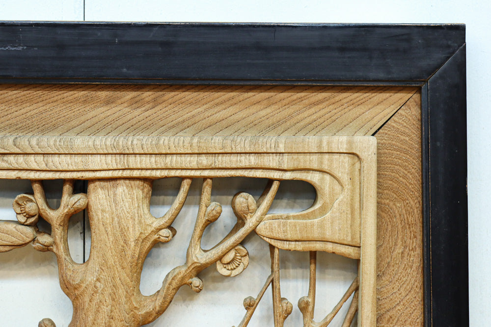 稀少サイズ‼︎ 梅の木にウグイスが静かに佇む風景が魅力の彫刻欄間　EZ3002　在庫1枚