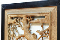 稀少サイズ‼︎ 梅の木にウグイスが静かに佇む風景が魅力の彫刻欄間　EZ3002　在庫1枚