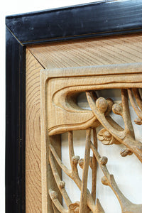 稀少サイズ‼︎ 梅の木にウグイスが静かに佇む風景が魅力の彫刻欄間　EZ3002　在庫1枚