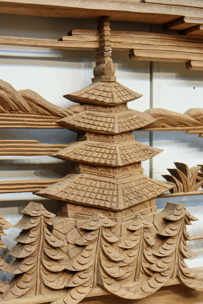繊細な彫刻で描かれた近江八景が深彫り彫刻欄間　EZ3075ab　在庫(a:1 b:1)枚