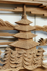 繊細な彫刻で描かれた近江八景が深彫り彫刻欄間　EZ3075ab　在庫(a:1 b:1)枚