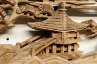近江八景の清閑な風景を描いた深彫り彫刻欄間　EZ3078ab　在庫(a:1 b:1)枚