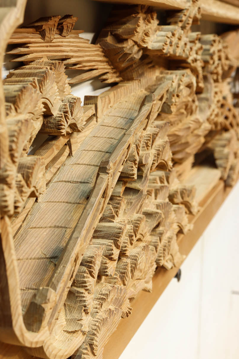 近江八景の風景を豪胆な深彫りで描いた彫刻欄間　EZ3079ab　在庫(a:1 b:1)枚