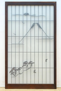 三保の松原の風景をシンプルな絵柄で描いたスリガラス入り書院　EZ3093　在庫1枚