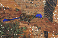 眼光鋭い鷹が松の木に佇む風景を描いた上質感漂う板絵欄間　EZ3107ab　在庫2枚一組