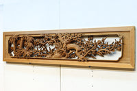 松竹梅を迫力ある彫刻で描いた深堀り彫刻欄間　EZ3112ab　在庫(a:1 b:1)枚