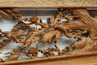 美しい松竹梅の情景を描いた深彫り彫刻欄間　EZ3159ab　在庫(a:1 b:1)枚