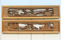 清閑な風景を立体感を持たせて描いた深彫り彫刻欄間　EZ3161ab　在庫(a:1 b:1)枚