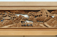 松林のある山間に家屋が建つ風景を繊細に描く深彫り彫刻欄間　EZ3182ab　在庫(a:1 b:1)枚