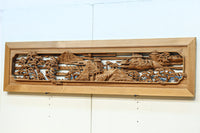 松林のある山間に家屋が建つ風景を繊細に描く深彫り彫刻欄間　EZ3182ab　在庫(a:1 b:1)枚
