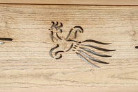 幅2145ミリ!!　鳳凰と桐を描いた趣きある長尺透かし欄間　EZ3230　在庫2枚