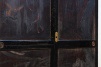 幅884ミリ 極上の味わい‼ 松と鶴亀を描いた重厚な時代感を纏う板絵戸一対　F7898　在庫2枚1組