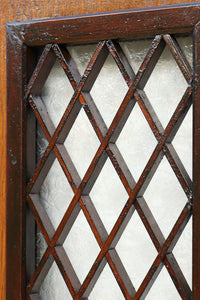 幅814ミリ　菱格子枠の細長ガラス窓で和の風情あるレトロドア　F7964b　在庫1枚