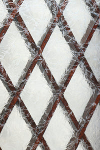 幅814ミリ　菱格子枠の細長ガラス窓で和の風情あるレトロドア　F7964b　在庫1枚