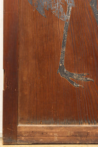 幅881ミリ　古色に馴染む鶴の絵柄が風情漂う板戸　F7986　在庫1枚