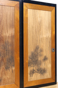 幅900ミリ　黒漆の木枠が色彩を引き立てる一枚板絵戸セット　F8090　在庫4枚一組