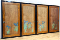 幅900ミリ　黒漆の木枠が色彩を引き立てる一枚板絵戸セット　F8090　在庫4枚一組