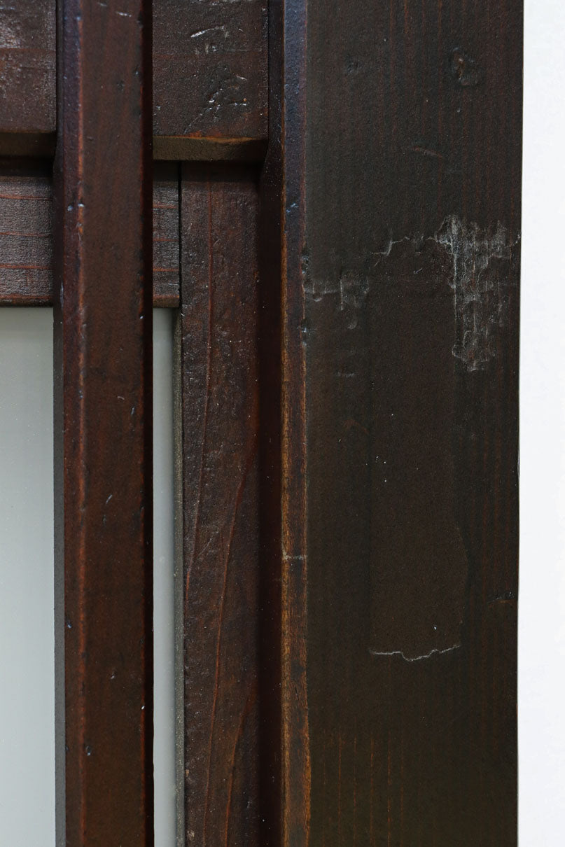 高さ1920ミリ　落ち着いた眺めの2種類ガラス入り背高格子戸　F8440　在庫2枚