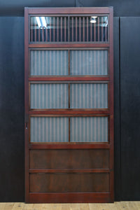 高さ1920ミリ　落ち着いた眺めの2種類ガラス入り背高格子戸　F8440　在庫2枚