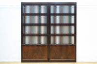 高さ1920ミリ　落ち着いた眺めの2種類ガラス入り背高格子戸　F8440　在庫2枚