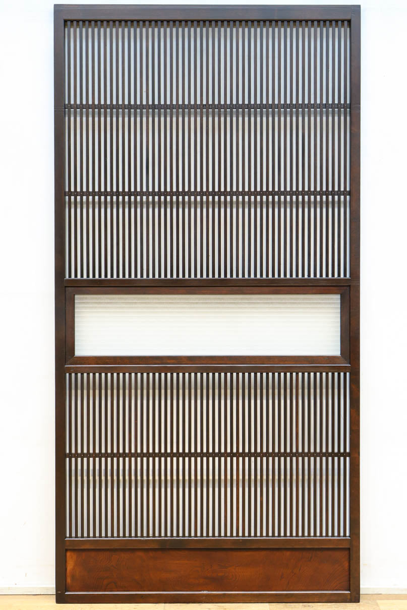 幅897ミリ　横モールガラス窓で煌びやかな面持ちの大阪格子戸　F8458　在庫4枚