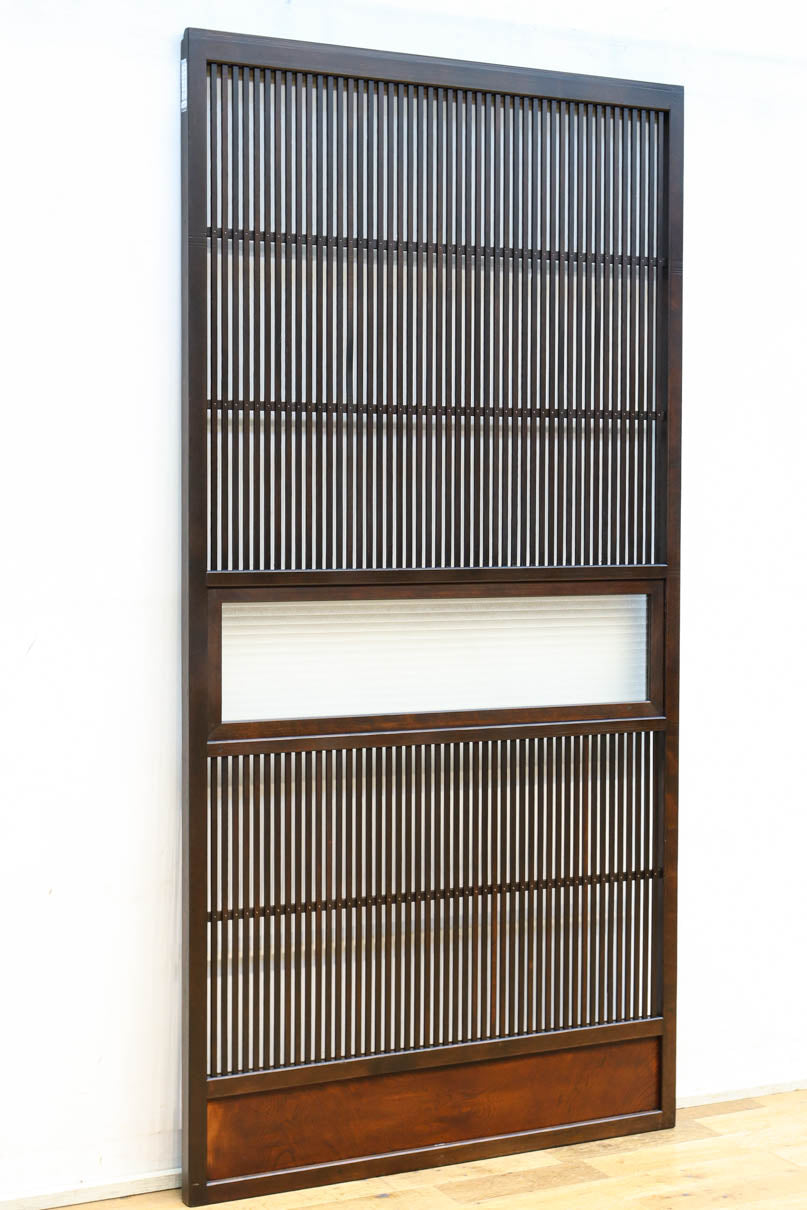 幅897ミリ　横モールガラス窓で煌びやかな面持ちの大阪格子戸　F8458　在庫4枚