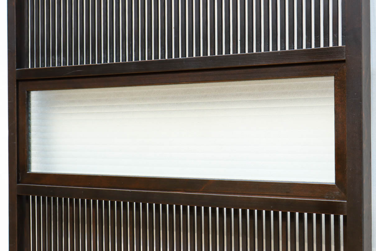 幅897ミリ　横モールガラス窓で煌びやかな面持ちの大阪格子戸　F8458　在庫4枚