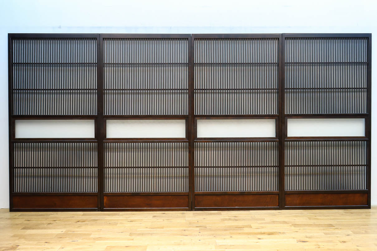 幅897ミリ　横モールガラス窓で煌びやかな面持ちの大阪格子戸　F8458　在庫4枚