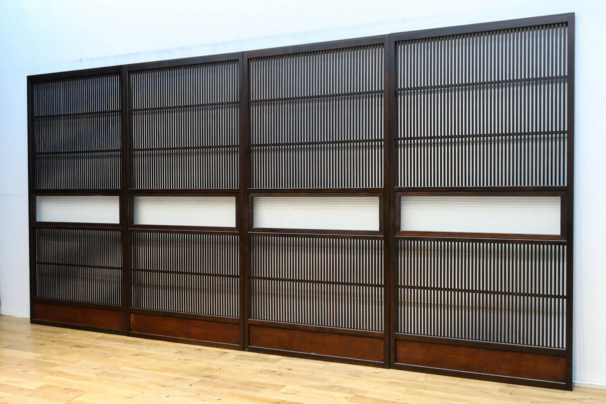 幅897ミリ　横モールガラス窓で煌びやかな面持ちの大阪格子戸　F8458　在庫4枚